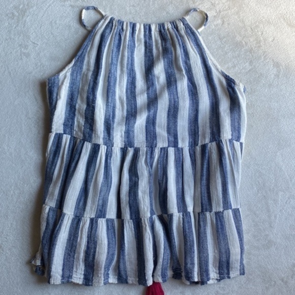 Striped Sleeveless Top: Small, Embroidered White & Blue - Women's Altar'd State - Picture 4 of 6